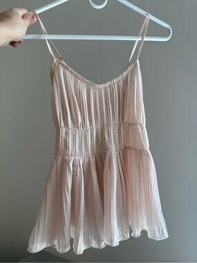Japan brand Light Blush Pleated Spaghetti Strap Mini Dress one size